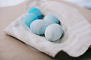 close-up shot of blue shades easter eggs