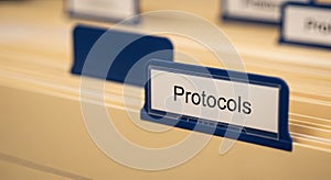 Protocols Folder Label in Office Filing System, Business Organization, Data Management
