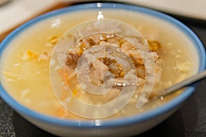 Close up shot of a bowl of Beimen Pork Pottage with Garlic Flavor