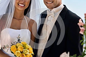 Close up shot of Bride and Groom