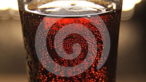 Close up shot of bubbles in the glass