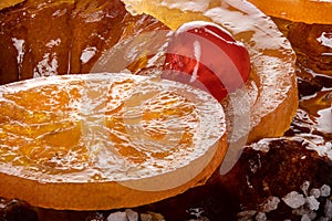 Close up shot of candied fruit