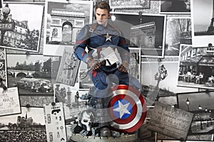 Close up shot of Captain America Civil War superheros figure in action