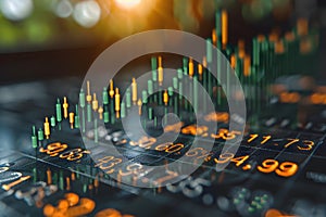 Close Up of Computer Screen Showing Numbers. Generative AI