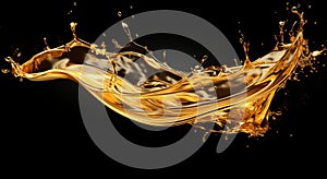 A close-up shot capturing the moment of a golden oil splash, creating a visually striking