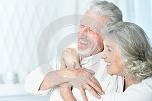 Close up shot of cheerful senior couple