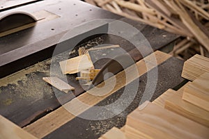 Close up shot of circular saw in a workshop