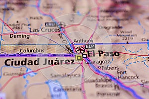 Ciudad JuÃÂ¡rez and El Paso on map photo