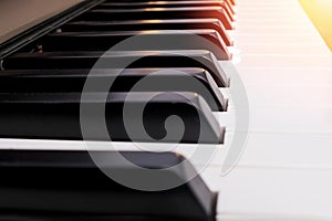 Close-up shot of classic piano keyboard