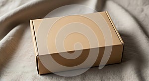 Brown Cardboard Box on Linen Fabric