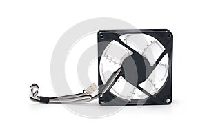 Close-up shot of computer CPU cooler isolated on a white background