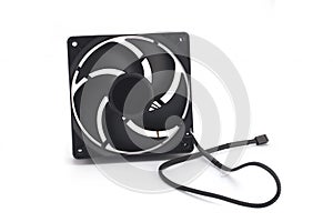 Close-up shot of computer CPU cooler isolated on a white background