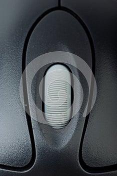 Close-up shot of computer mouse wheel and buttons