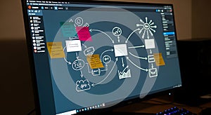 Business Strategy Mind Map on Computer Screen