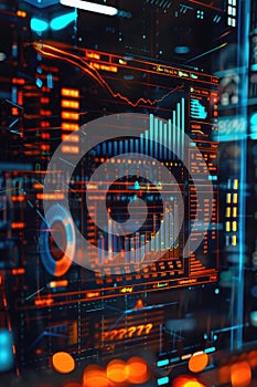 A close-up shot of a computer screen displaying various graphs and data for analysis