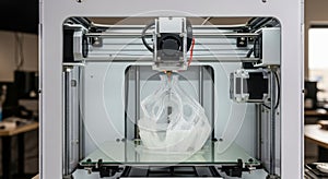 3D Printer Creating Intricate White Object