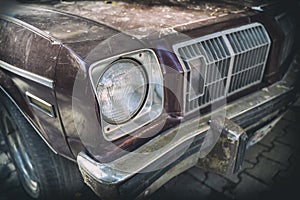 Close Up Shot Of A Decaying Old American Car