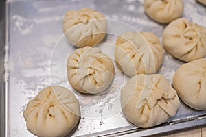 Close up shot of delicious homemade Shui Jian Bao