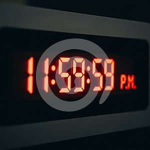 Digital Clock Displaying 11:59:59 PM