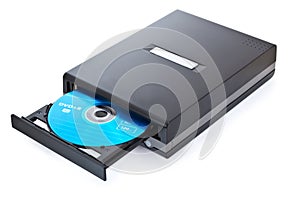 Close up shot of DVD isolated on white