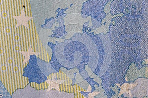 Close-up shot of Europe`s map