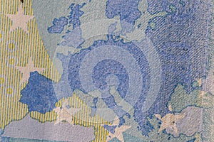 Close-up shot of Europe`s map