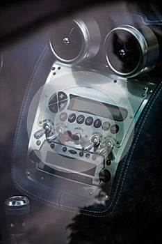 Exotic car central console on the dashboard