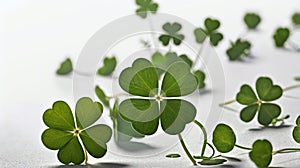 Lucky Clovers on White Background