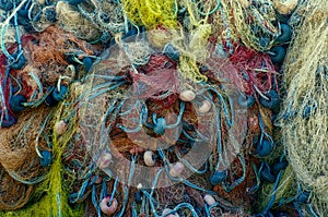 Close up shot of fishermen's net