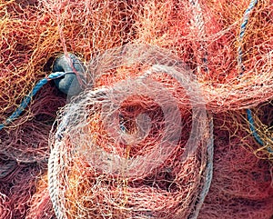 Close up shot of fishermen's net