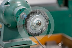 Close up shot of fixed buffing machine tool
