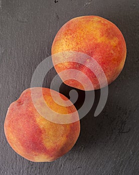 Close up shot of a fresh peach isolated