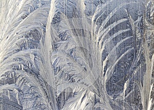 Close up shot of the frosted window. Background
