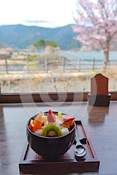 Anmitsu, a Japanese style traditional cold dessert dessert