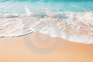 A close-up shot of gentle waves caressing the shore on a pristine sandy beach