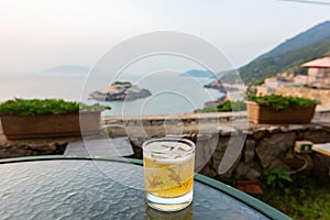 Close up shot of a glass of beer in Qinbi Village