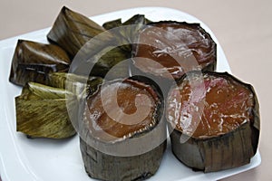 Close-up shot of the Glutinous Rice Cakes or nian gao in Mandarin.