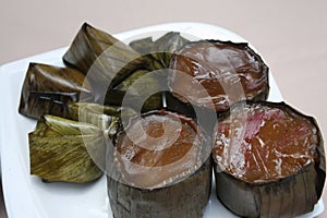 Close-up shot of the Glutinous Rice Cakes or nian gao in Mandarin.