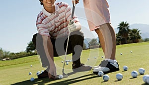 Close up shot of Golf Instructor with Student