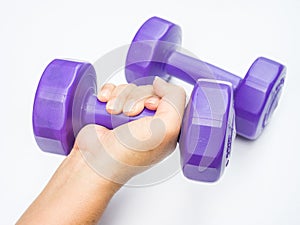 Close up shot of hand with dumbbell