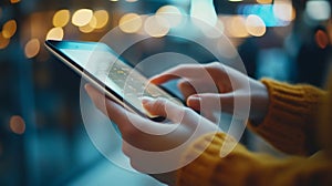 Close-Up Shot of Hands Using Digital Tablets in a Modern Setting