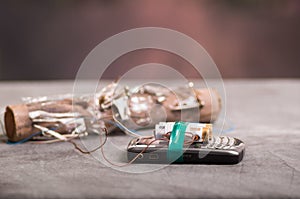 Close up shot of improvised explosive device bomb