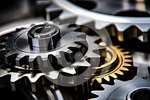 a close-up shot of interlinking gears