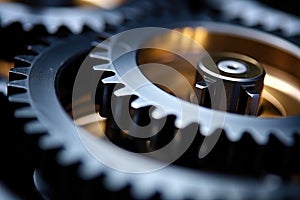 a close-up shot of interlinking gears photo