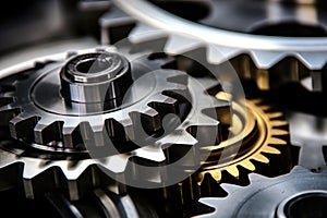 a close-up shot of interlinking gears photo