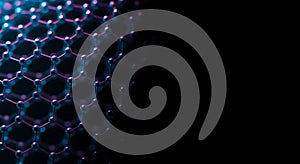 Neon illuminated atomic mesh technology background