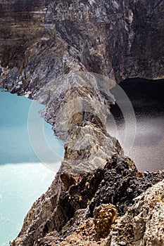 Close-up shot of Kelimutu crater lakes.
