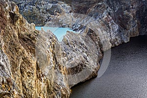 Close-up shot of Kelimutu crater lakes. photo