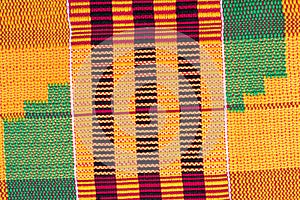 Close up shot of kente cloth shot from above