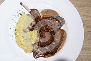 Lambchops served with mashed potato